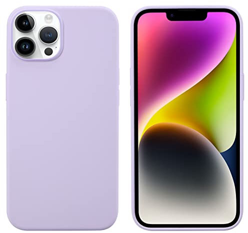 THBY Cover per iPhone 14 Pro, Custodia Antiurto Gomma Gel Silicio Liquido con Fodera Tessile Microfibra Morbida Silicone Protettiva Cover per Apple iPhone 14 Pro. (Viola Chiaro, 14 Pro)