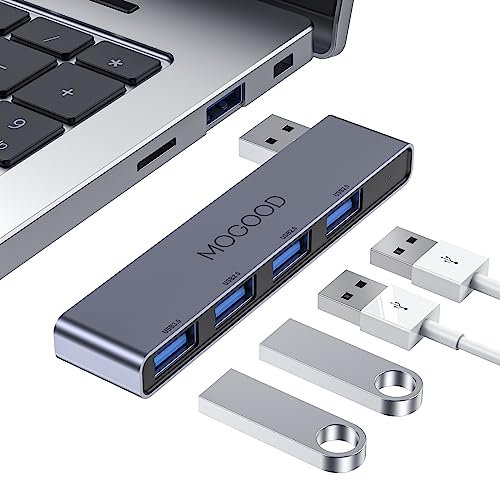 MOGOOD Hub USB 3.0 Ultrafino - Estación de Adaptadores Expandedor de Puertos Múltiples - Divisor de Datos Compatible Con Computadoras Portátiles, Ratón y Teclado
