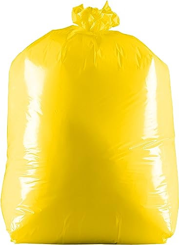 100 bolsas de basura de color amarillo de 90 L, resistentes (40 micras / calibre 160), 100 % recicladas, bolsas de basura de polietileno, bolsa de basura de plástico, bolsa de basura de 90 litros