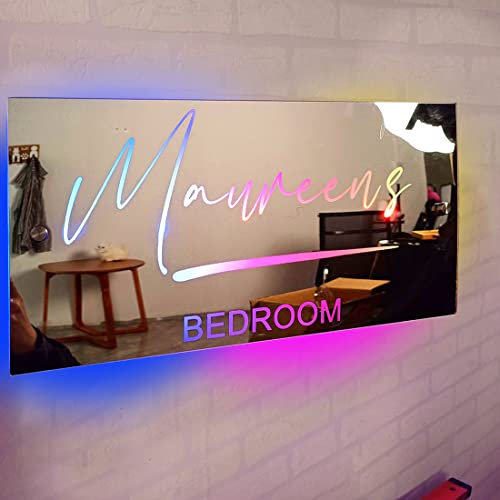 Personalisierte Name Schlafzimmer Spiegel Neon Zeichen mit LED Lichtern Geburtstag Hochzeit Party Benutzerdefinierte Wand Dekor, Geschenke für Frauen Freundin