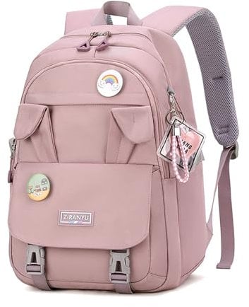 Myyunhx Rucksack für Mädchen Mit Großer Kapazität - Kaninchenohren Girls Kawaii Schultasche für Primäre und Mittelschule - Süßer Kinder-Rucksack Mit Cartoonnadel (Lila)