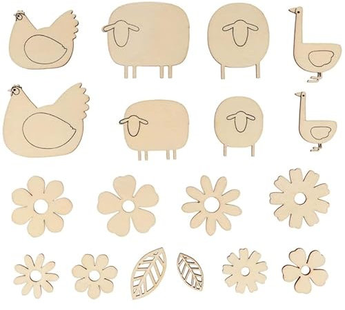 Holzformen zum Dekorieren - Schaf - 3-5cm - 18 Stück