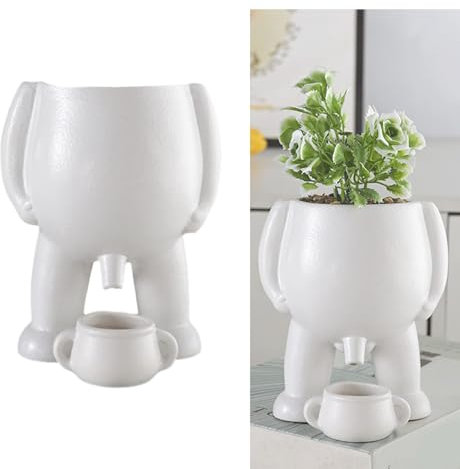 Gehanico Pot de fleurs amusant pour pipi - Pot de fleurs fantaisie - Idée cadeau amusante - Fleur noire - Arbuste - Pot de verdure (blanc)