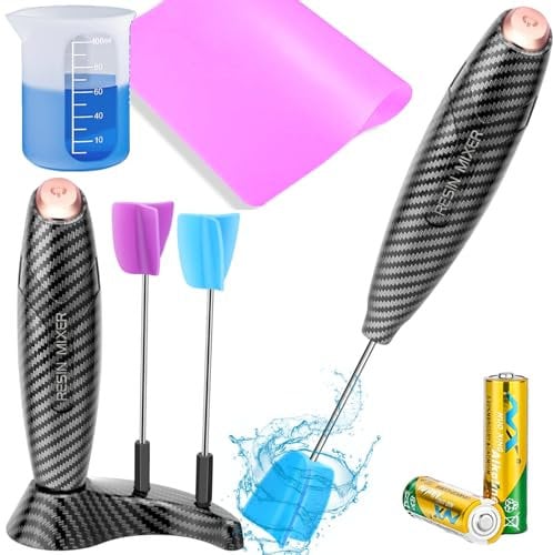 Electric Resin Mixer,Silicone Measurings Cups for Resin Epoxy Mixer for Minimizing Bubbles, Epoxy Resin Mixer, Resin Stirrer for Resin, Silicone Mixing,DIY Crafts Tumbler (Black)