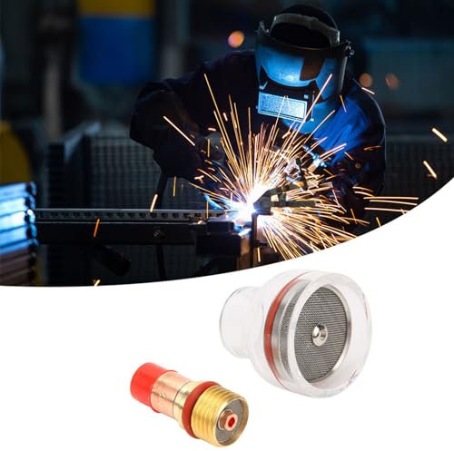 6-teiliges Gaslinsen-Set, WIG-Schweißzubehör, Gaslinsen-WIG-Set, Glas-Schweißbecher, Kupfer-Spannzangenkörper, Transparenter Glasbecher für WP17 18 26 Schweißen (2,4 mm)