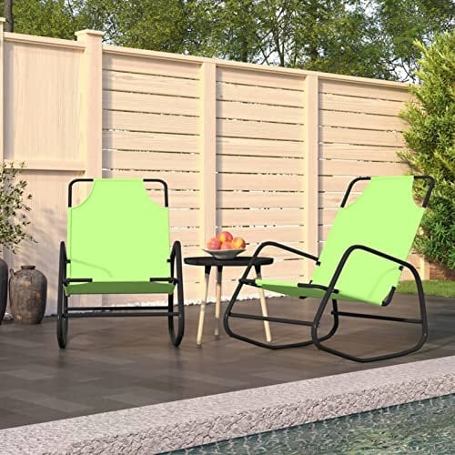 JUDYY Schaukelliegen 2 STK Liegestuhl Balkon, Gartenliege, Sonnenliege, Deckchair, Saunaliege, Liegesessel, Grün Stahl und Textilene