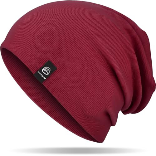 YANIKY Mütze Damen, Leichte Beanie Mütze Herren, Baumwolle Weiche Bequeme Dünne Mütze, Unisex Slouch Beanie Longbeanie für Alle Jahreszeiten (Rot)