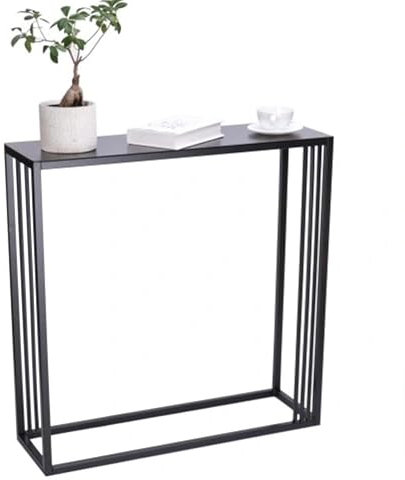 Anwicar Table console en métal noir 80 x 80 x 25 cm avec cadre en métal Table de couloir Table d'appoint Table d'appoint Salon Entrée