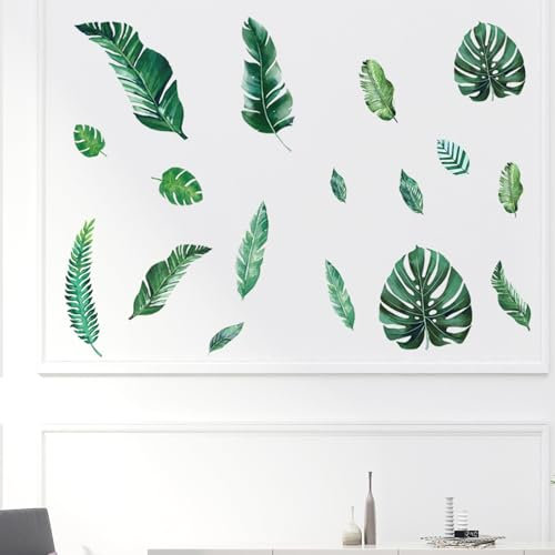 astylishome Wall Sticker Green Leaves Plants Decals DIY Art Bedroom Living Room TV Background Walls Decor Removable Mural Stickers for Restaurant Classroom Offices Decoration 0608