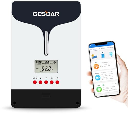 GCSOAR MPPT Laderegler 100A 12V/24V/48V Max PV 200V Solarladeregler LCD Display Opitonale App Fernüberwachung für Gel AGM versiegeltes überflutetes LifePO4 Lithium
