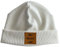 Herbst Winter Beanie Mütze für Kinder aus Rippjersey Kindermütze mit Kunstleder Label 23 Farben Mädchen Junge Baby Kleinkind personalisiert Babymütze Weihnachtsgeschenk (1 - Cremeweiß)