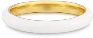 GLANZSTÜCKE MÜNCHEN Damen Ring 925/- Sterling Silber gelbgold | gelbvergoldet 14 Karat, Bandring, Emaille weiß
