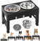 Elevated Dog Bowls with Slow Feeder and 2 Stainless Steel Bowls, Raised Dog Food Bowl Stand 5 Heights Adjustable (3.1, 9, 10, 11, 12 Tall) Non-Slip Feeder for Medium Large Dogs