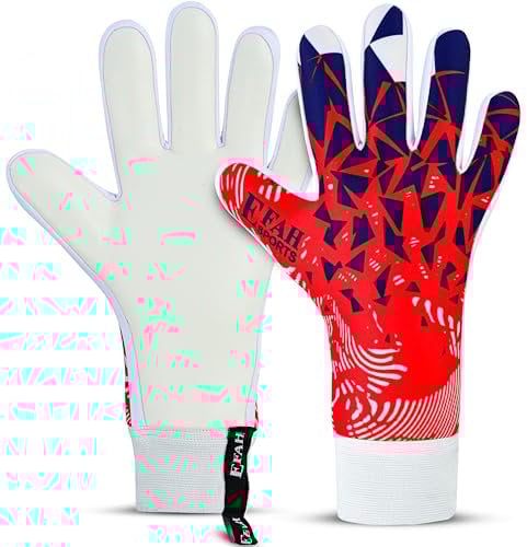 EFAH SPORTS Torwarthandschuhe für Kinder und Erwachsene mit gepolsterter Handfläche atmungsaktiven und starkem Griff Fußballhandschuhe (Red, Size 5 Suitable for 9 to 12 Years Old, Beidhändig)