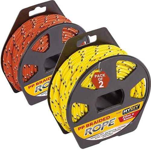 MY DIY Braided Rope 20M Polypropylene Rope on Reel Strong Heavy Duty Multipurpose 4MM Thick Ropes Tactical Paracord Utility Cord for Bracelet Crafting DIY Clothes Line Camping Outdoor Garden