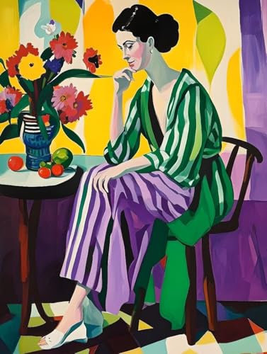 Femme Peinture Numero Adulte Fleur Paint by Numbers Kits, Bricolage Peinture Numero avec Pinceaux Peinture de Dessin de Pigment Acrylique, Cadeau Femme, Decoration Maison 70x95cm (avec Cadre) -54v3