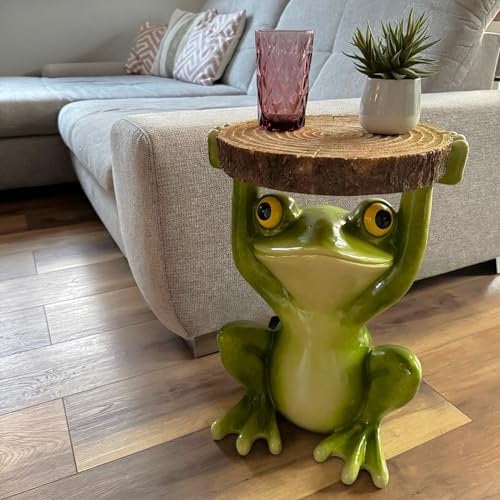 Online Fuchs Beistelltisch Frosch mit runder Baumscheibe - Nachttisch, Sofatisch für Couch, Gartentisch - Dekofigur Frösche - 50 cm hoch - Outdoor geeignet