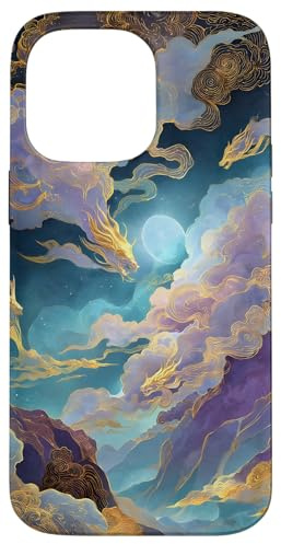 Celestial Dragons Clouds Moonlight Case for iPhone 14 Pro Max