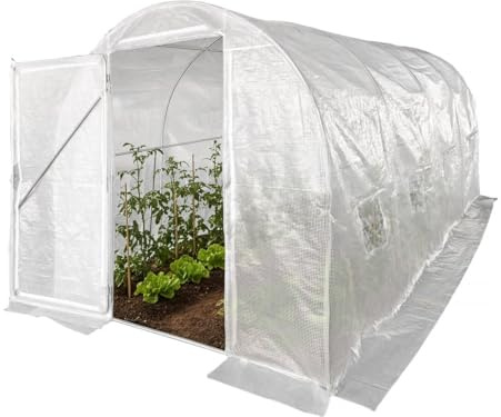 Serre tunelle de Jardin avec Porte 4,5 x 2 m Mimosa - 9 m² - 180g - Blanc