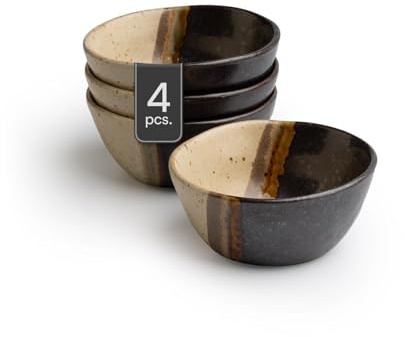 Home4You Snackschalen - Ø 9 cm - Schwarz - Braun - Keramik - matt - 4er Set