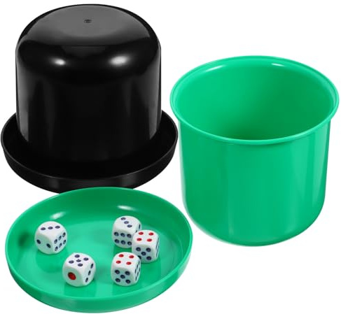 UPKOCH 5 Stück Würfelbecher aus ABS mit 25 Würfeln Dicker Boden Ergonomisch für Würfelspiele Party Bar Unterhaltung Zufällige Farbe Zufällige Farbe