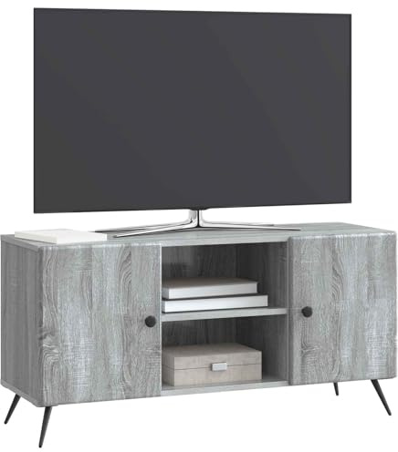 vidaXL TV-Schränk Graues Sonoma 102 x 34,5 x 50 cm Holzwerkstoff, Wohnzimmer, Rechteckiger TV-Ständer, Moderner Halter, Großer Stauraum, Medienkonsole mit vielen Regalen