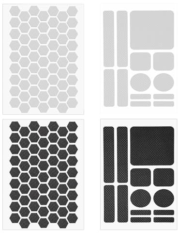 PEKLLOCY 4pcs Non-Slip Grip Tape Stickers, Waterproof and Durable | suitable for laptops, mice, game controllers, pre-cut hexagonal and round anti-slip strips(black and clear)