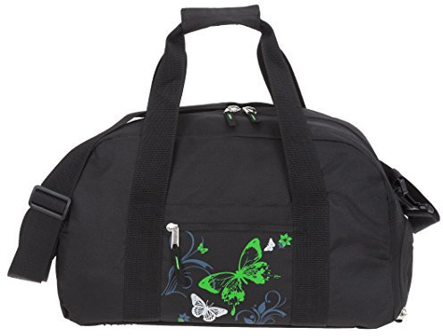 ELEPHANT/SPEAR Sporttasche mit Schuhfach/Naßfach Sport Tasche 12678 + Trinkflasche (Butterfly Black Green)