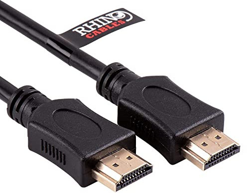 rhinocables High-Speed HDMI Cable 1080p, 4K UHD and 3D Support, ARC Compatible Lead for TVs, Gaming Consoles, DVD, Set-Top Boxes, Laptop, and other audio-visual devices (Black, 15m)