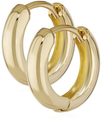 NKlaus Paar 585 Gold gelbgold Klappcreolen Ohrringen 12,2 x 3,2mm Hochglanzpoliert Rund 4737