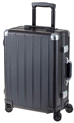ALUMAXX 45171 Kabinentrolley Orbit, Handgepäck, Rollkoffer aus Aluminium, TSA Schloss, Trolleykoffer mit 4 doppelten 360° Leichtlaufrollen, Alukoffer ca. 54 cm, Schwarz, 54 x 40 x 20 cm