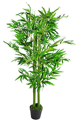 Leaf Premium Artificial Bamboo with Pot, Wood, Luxury Bushy, Green, 120 cm (LEAF-7300)