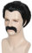 Linfairy Short 80er Kostüme Herren Disco Dirt Bag Perücke & Schnurrbart Halloween Cosplay Kostüm Schwarzperücke