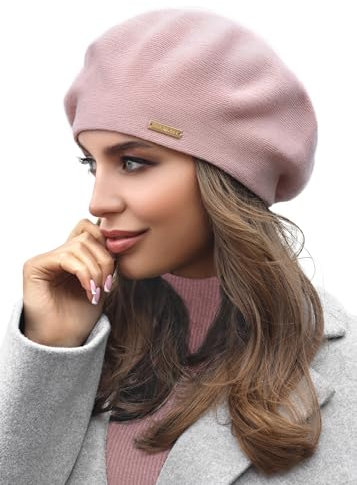 Braxton Pink – Warm gefütterte Wollstrickmütze – französische Paris-Mütze für Damen, Pink, Einheitsgröße