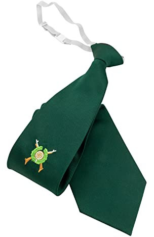 Deitert Schützenkrawatte grün mit gesticktem Schützenmotiv- fertig gebunden- passend zum Schützenfest - Herren Krawatte Schützenverein mit Gummizug, Männer Geschenk für die Uniform, 100% Polyester