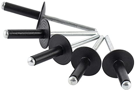 ISPINNER 50 Stück 3/16 Zoll x 2,5 cm große Aluminium-Blindnieten 4,8 x 25 mm Pop-Nieten (schwarz)