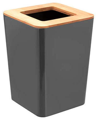 bremermann Kosmetikeimer CALVI aus Bambus und Kunststoff // Abfalleimer // Mülleimer 5,5 Liter (grau)
