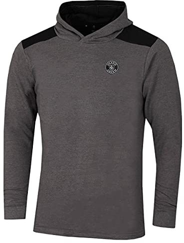 Island Green IGSWT2130 Men's Golf Hooded Sweat Top Hoody, Charcoal Marl/Black, Small