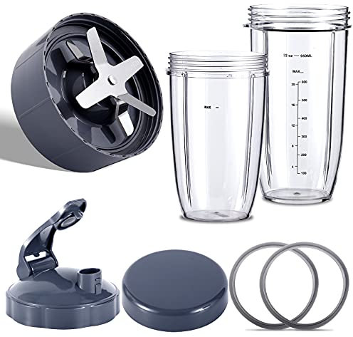Replaceable Extractor Blade, 24OZ/32OZ Resealable Cups Compatible with NutriBullet 900W/600W Series Juicer Replacement Parts Accessories (7 Pieces)