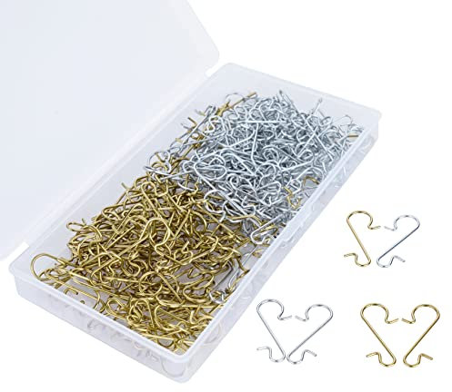 Beutrain 240 Kugelaufhänger Weihnachtskugel Aufhänger Weihnachtsbaumkugeln S Haken Metalldrahthaken mit Aufbewahrungsbox für Weihnachtsbaum Dekoration, Gold & Silber