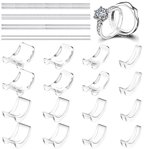 VEGCOO Ajustador de Tamaño de Anillo, 24pcs Reductor de Anillo Invisible, Ajustador Anillos Silicona Completo para Todo Tipo de Anillos