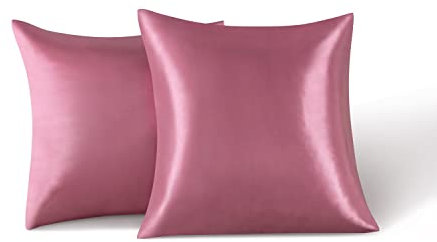 Lot de 2 Taies Oreiller en Satin 65 x 65 cm, Oreiller Satin Rose foncé, Satinées Housse d'oreiller Doux Prend Soin de Votre Peau et Antichute de Cheveux