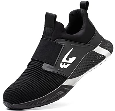 IYVW 781 Safety Shoes for Men Steel Toe Cap Shoes Lightweight Safety Trainers Comfortable Safety Brand Work Shoes Black 8.5 UK