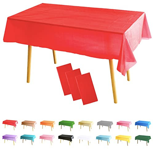 3 Stück Tischdecke Rechteckig Rot Weihnachten Party Tischdecke,137 * 274cm Tischdecke Papierrolle Einweg Tischdecke aus Kunststoff,wasserdichte Ölbeständig Tischdecken für Party,Picknick,Geburtstags