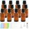Episkey 12 Stück Braunglasflasche 30ml, Tropfflasche aus Glas Braune Apothekerflasche Set inkl. kleine Glasflaschen Tropfer Trichter Spritze und Etikett (Braun, 30ml)