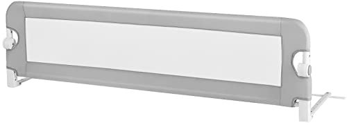 LIFEZEAL 152 cm Bettgitter, Klappbares Sicherheitsgitter mit Gurten, Bett Rausfallschutz Schutzgitter für Kinderbett & Elternbett, Babybettgitter mit Stabiler Konstruktion, Einfache Montage (Grau)