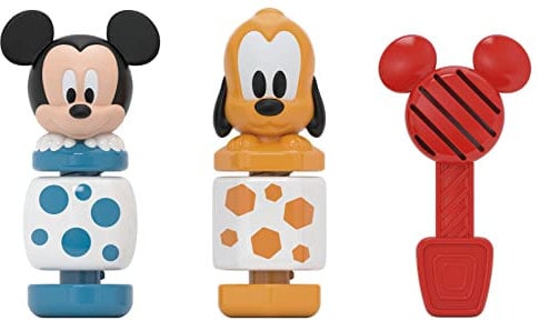 Clementoni - Disney Baby Mickey Construye y Juega - Juego de construcciones Infantil, para desarrollar la psicomotricidad Fina y Las Habilidades manuales - Juguete bebé 18 Meses (17814)