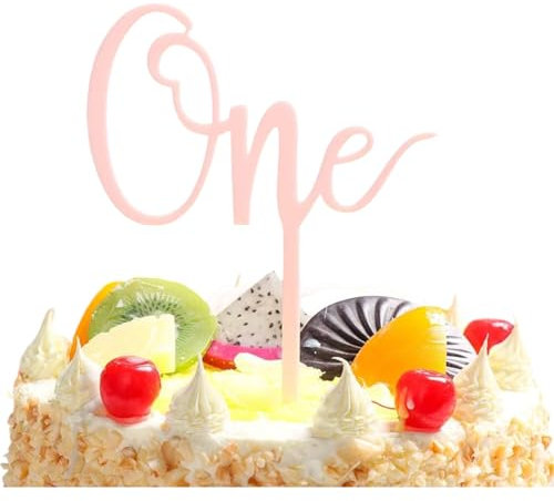 Acrylic One Cake Topper - Ideal Anniversary, Birthday or Wedding Cake Decoration (MIRROR ROSE GOLD)