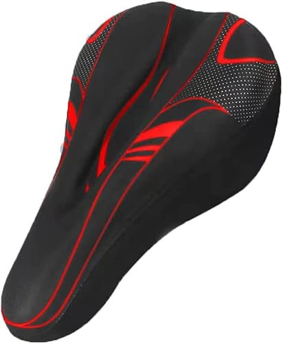 Gel Bike Seat Cushion, Bike Seat Cushion Cover, Extra Soft Bicycle Saddle Cover,Improved Comfort Breathable,for Mountain Road Bike Outdoor Cycling. (Red)
