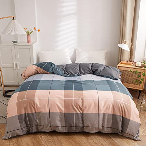 KYKHT Bettwäsche Bettbezüge 160 x 210 cm- Bunt Karierter Bettbezug, Bettbezüge Set mit Reißverschluss, für Doppelt Bettdeckenbezug